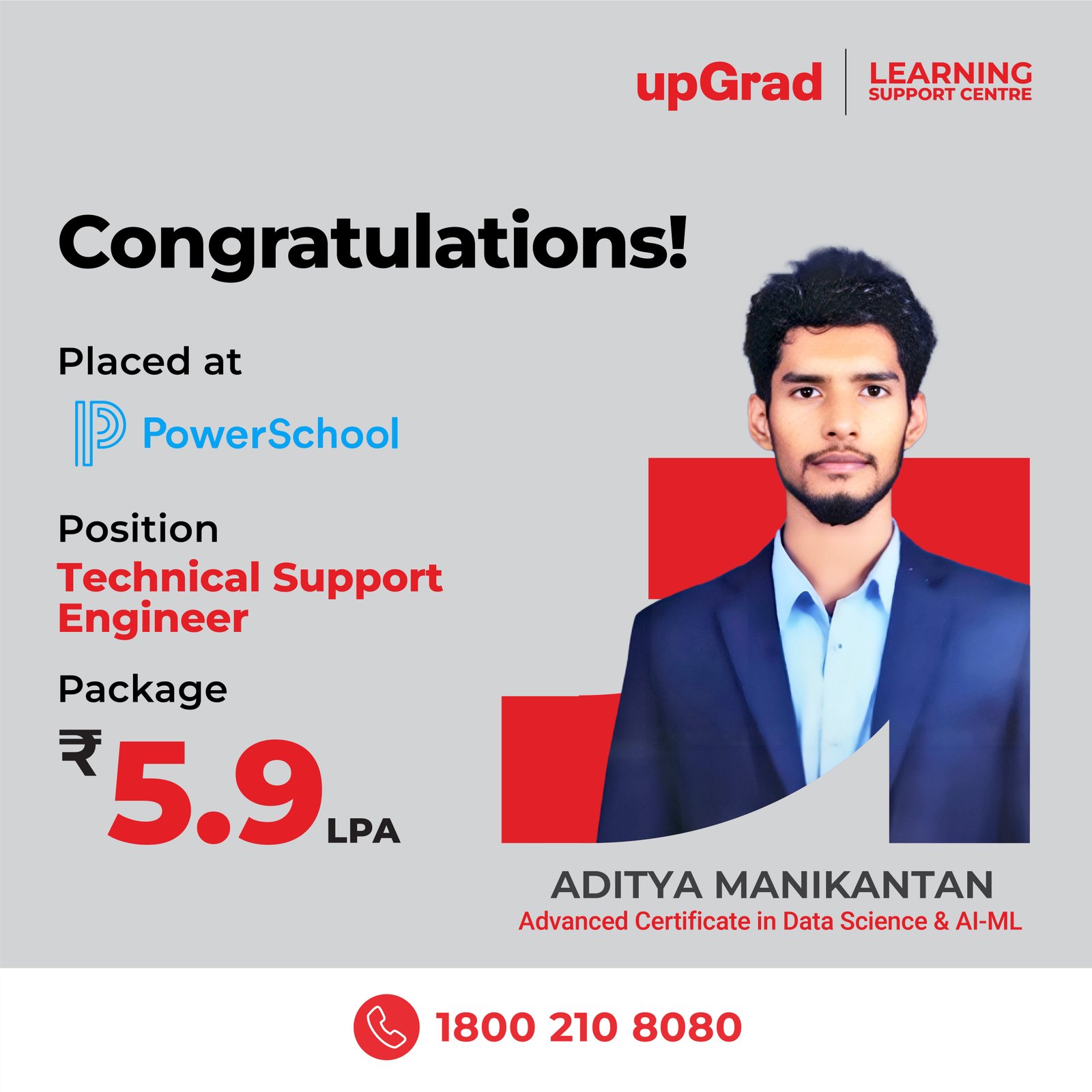 ADITYA MANIKANTAN placed at PowerSchool.